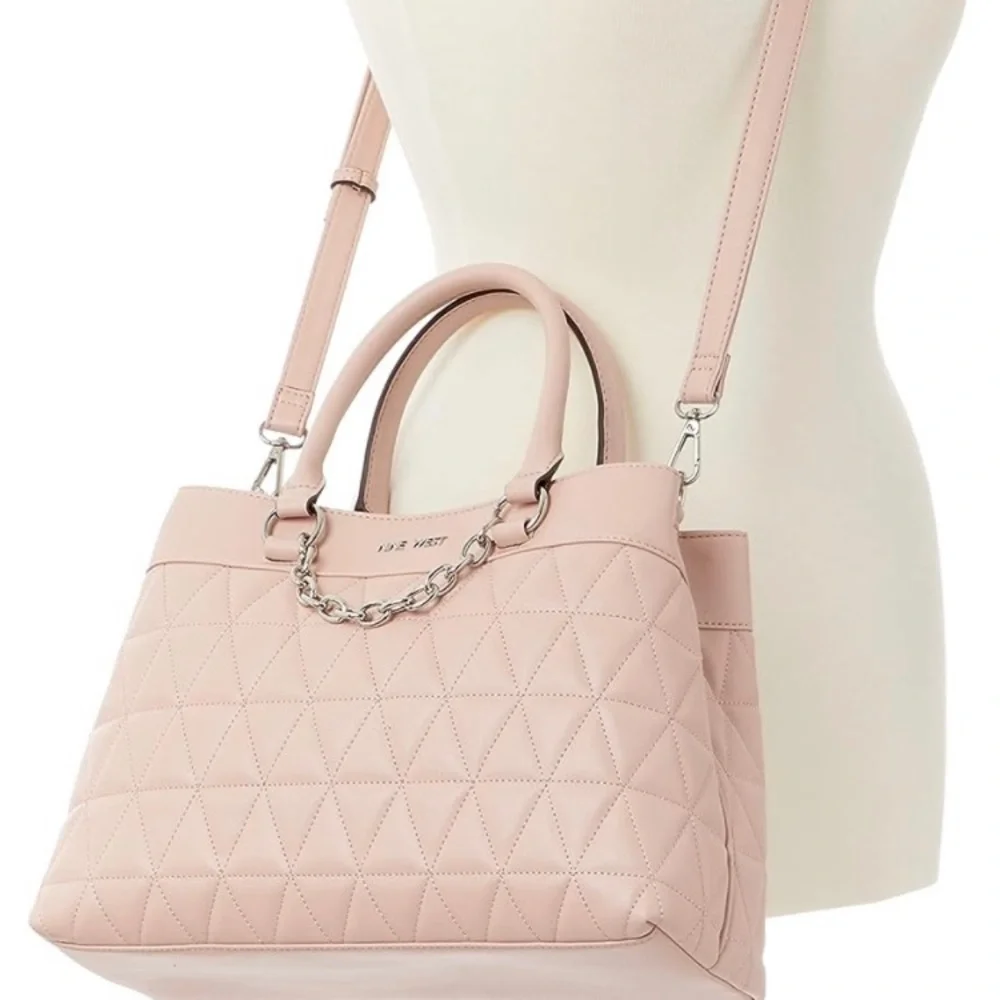 NINE WEST. NWT. Judilee Satchel. Light pastel‎ pink. Zippered pocket inte…